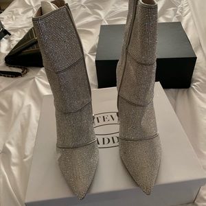 Silver stilleto boots